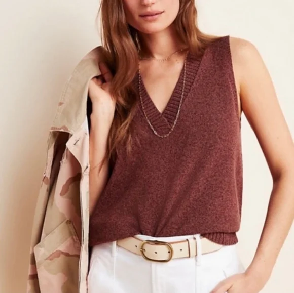 Anthropologie Sweaters Anthropologie Camilla Vneck Sweater Tank Vest Poshmark